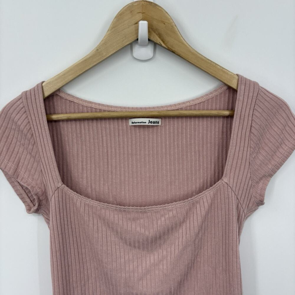 Reformation Top Small Pink Soft Crop Stretch Luxury Capsule Parisian Coquette - Picture 4 of 8